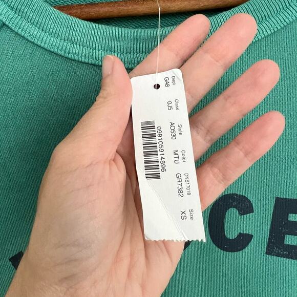 NEW JCrew Cotton Ocean Pearl Myrtle Beach Green Crop Pullover Sweatshirt XS - Picture 7 of 13